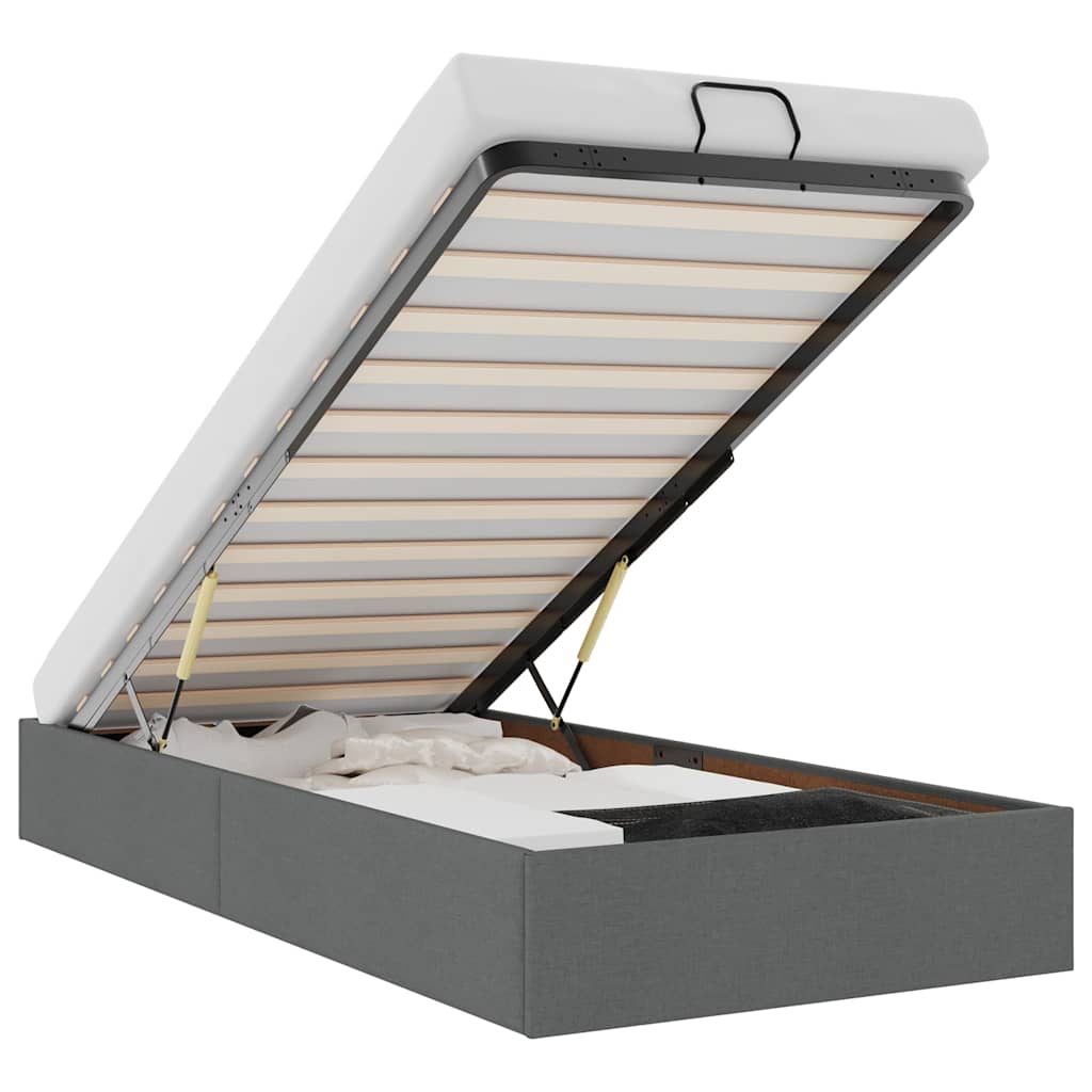 Ottoman Bed Frame without Mattress Dark Grey Single Fabric