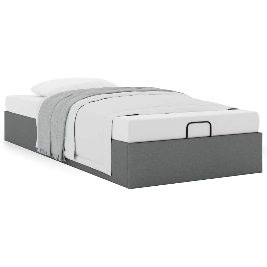 Ottoman Bed Frame without Mattress Dark Grey Single Fabric