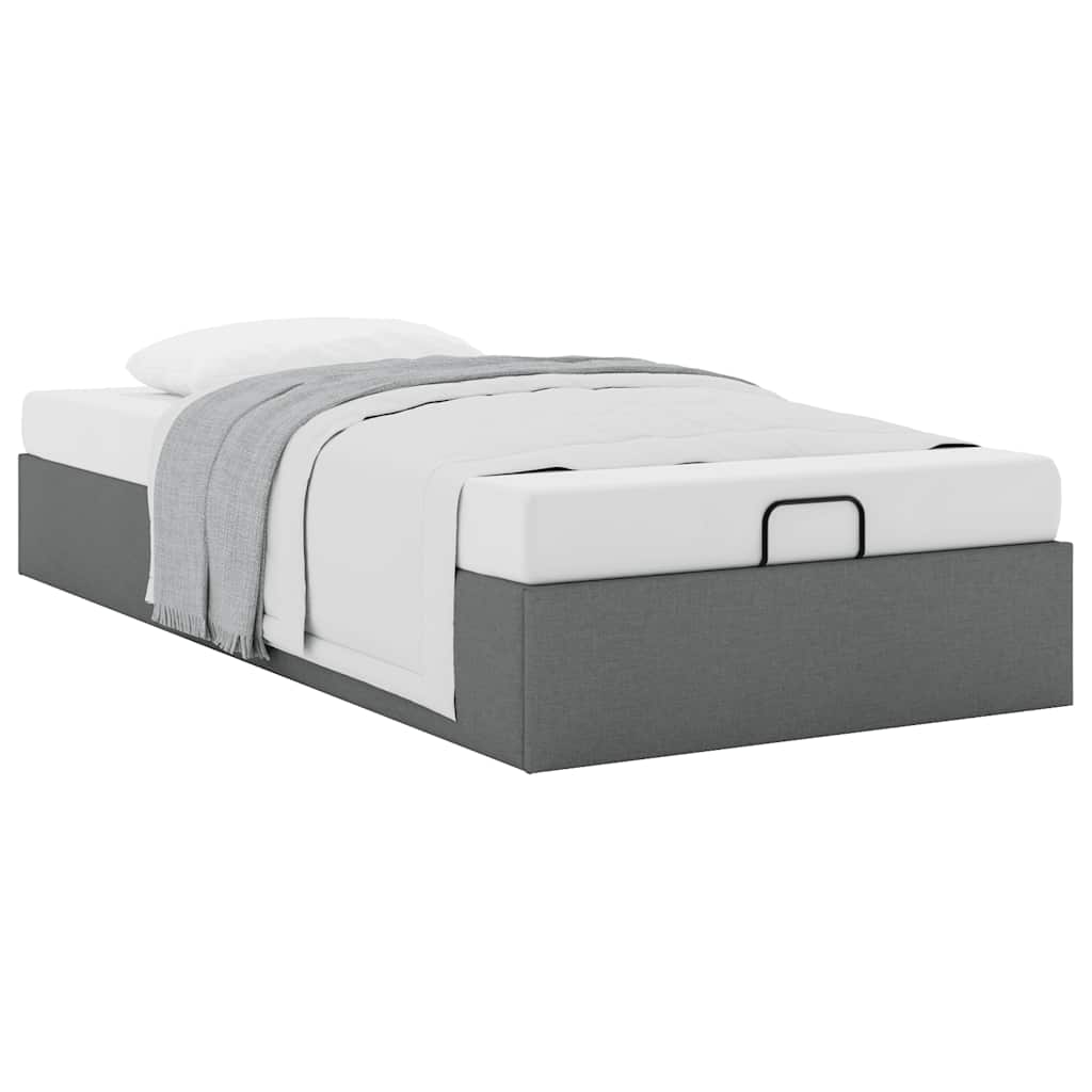 Ottoman Bed Frame without Mattress Dark Grey Single Fabric