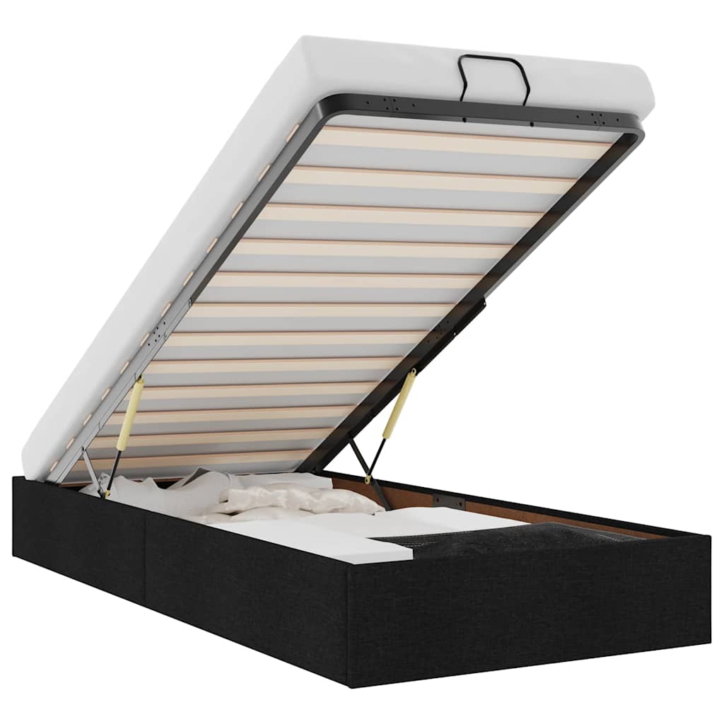 Ottoman Bed Frame without Mattress Black Single Fabric