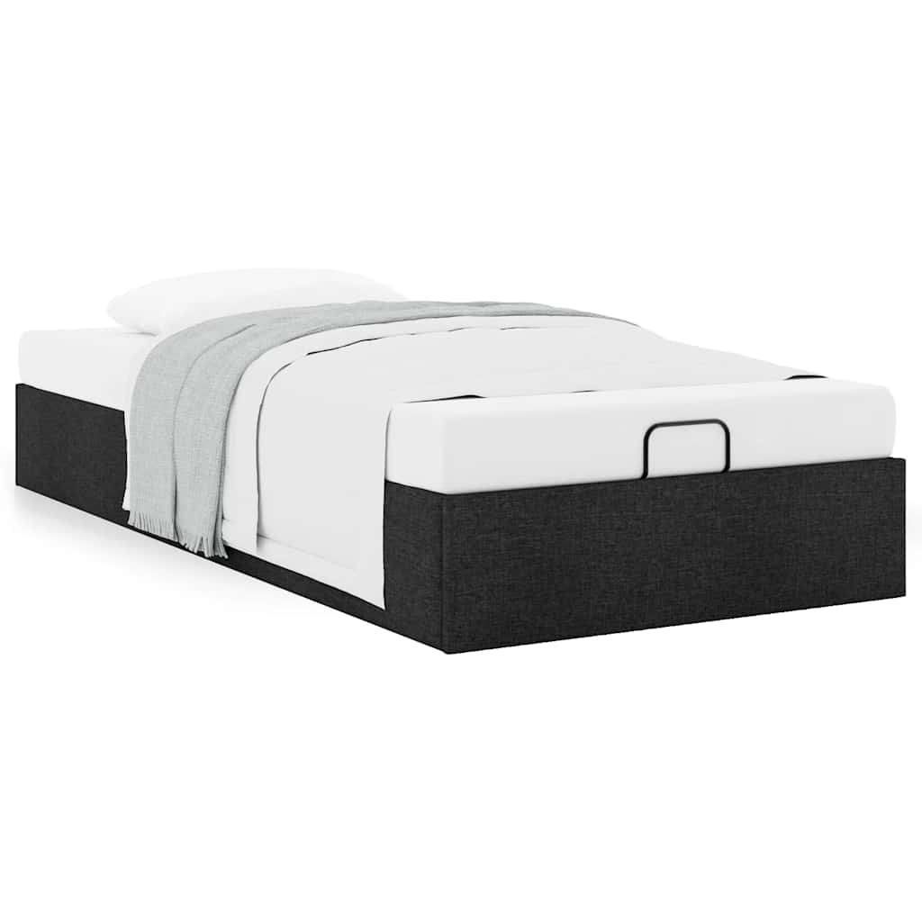 Ottoman Bed Frame without Mattress Black Single Fabric