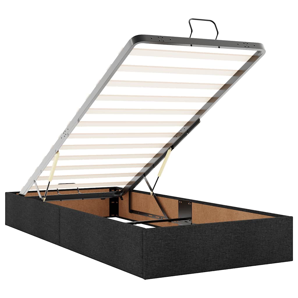 Ottoman Bed Frame without Mattress Black Single Fabric