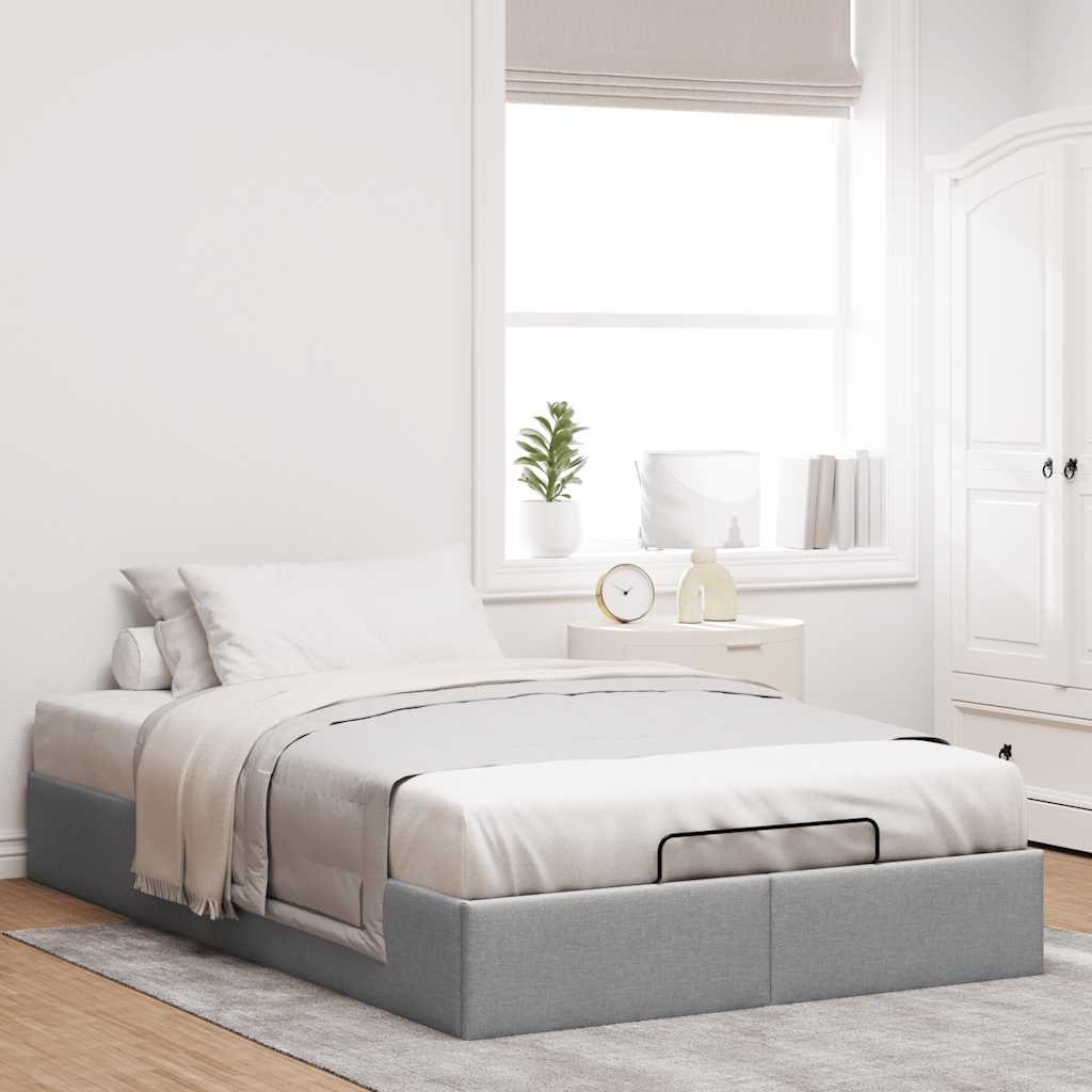 Ottoman Bed Frame without Mattress Light Grey Double Fabric