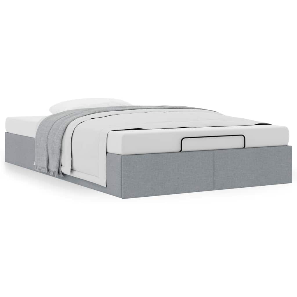 Ottoman Bed Frame without Mattress Light Grey Double Fabric