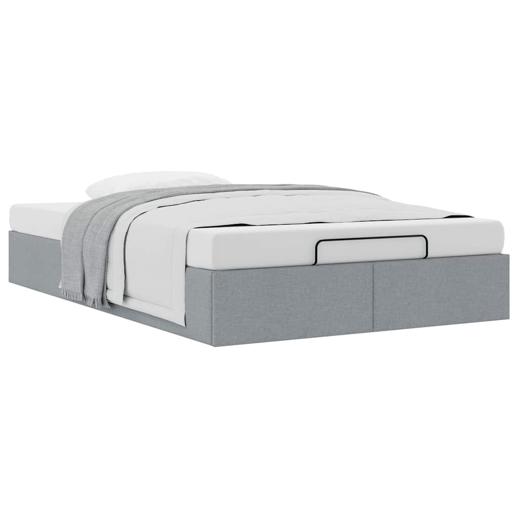 Ottoman Bed Frame without Mattress Light Grey Double Fabric