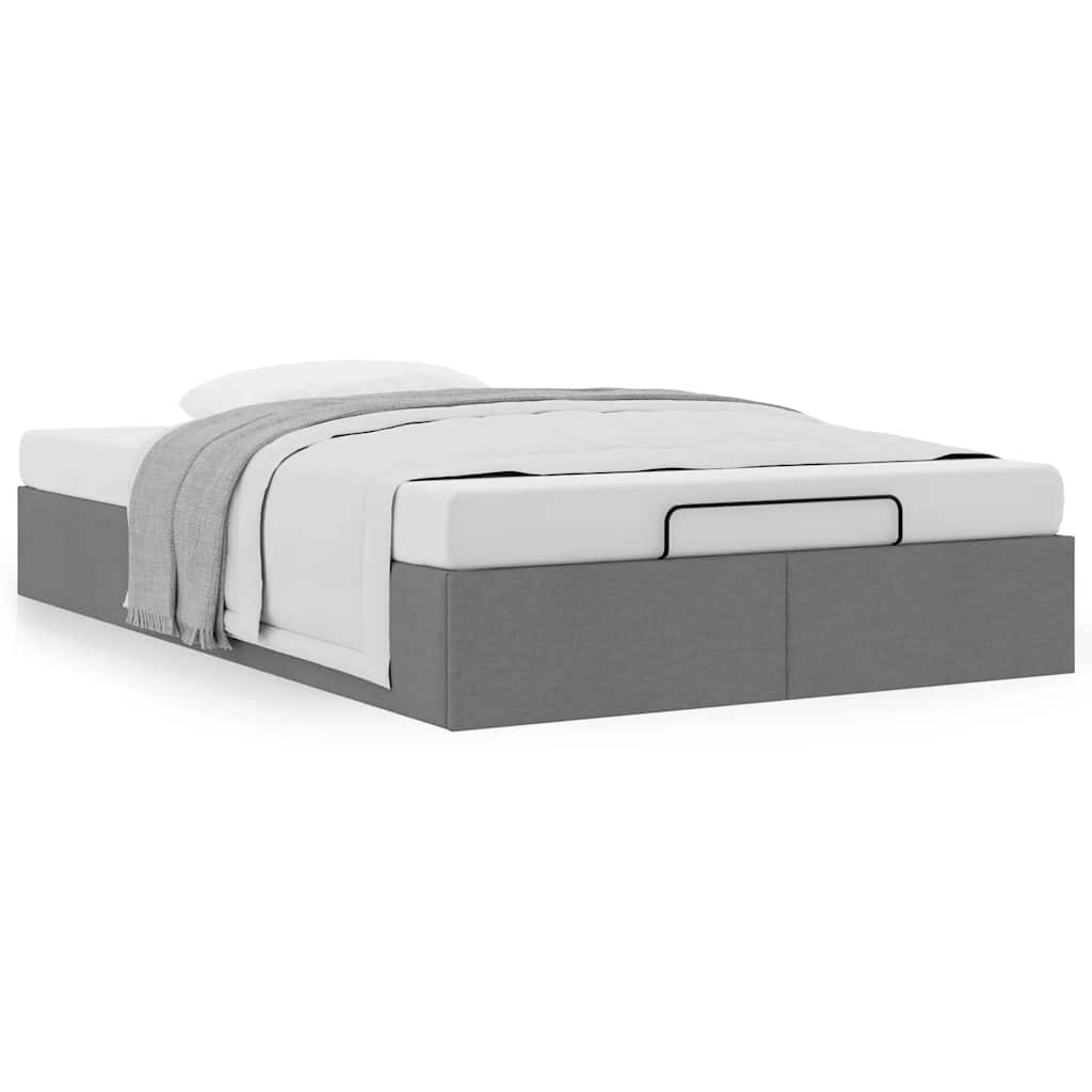Ottoman Bed Frame without Mattress Dark Grey Double Fabric