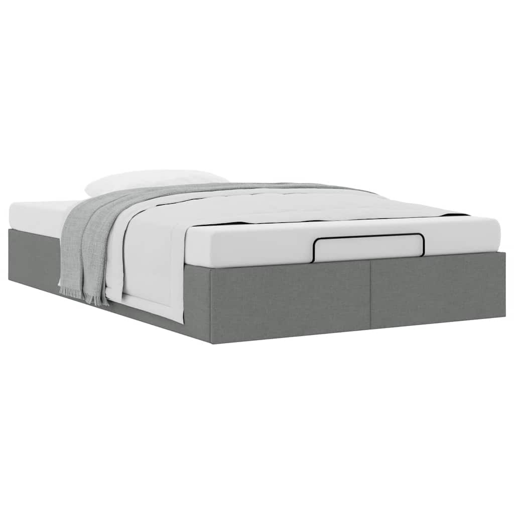 Ottoman Bed Frame without Mattress Dark Grey Double Fabric