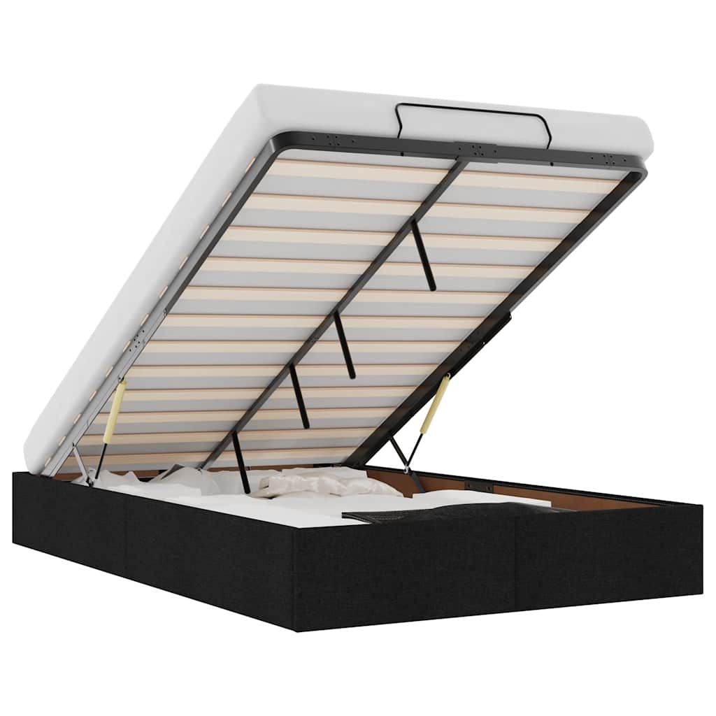 Ottoman Bed Frame without Mattress Black Double Fabric