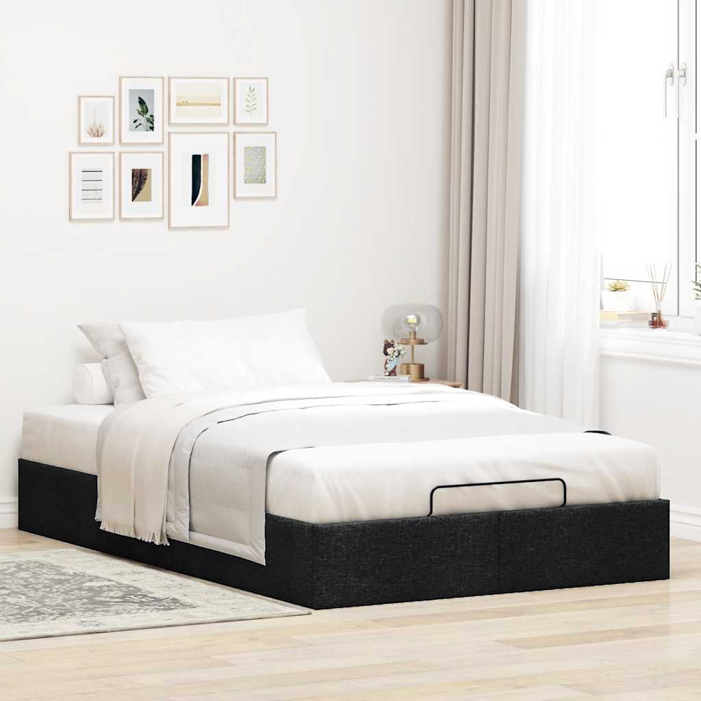 Ottoman Bed Frame without Mattress Black Double Fabric