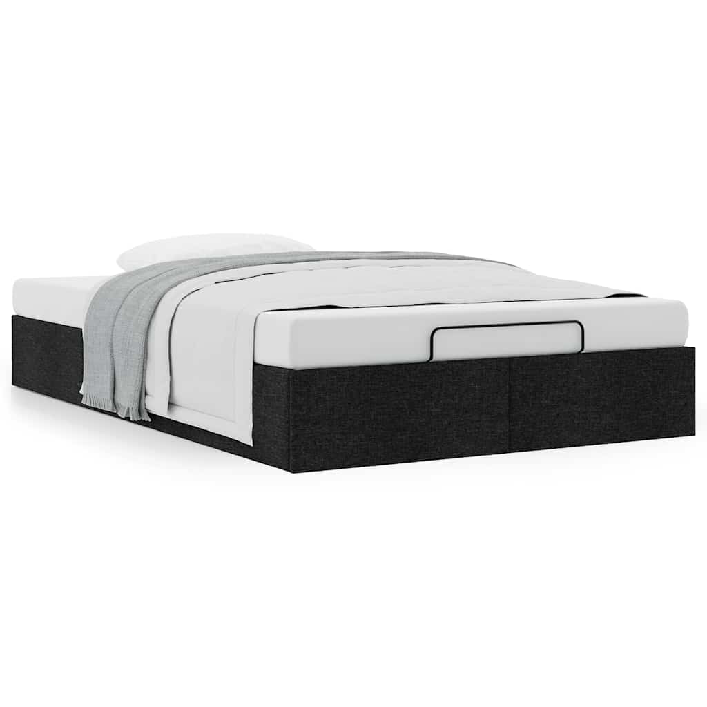 Ottoman Bed Frame without Mattress Black Double Fabric
