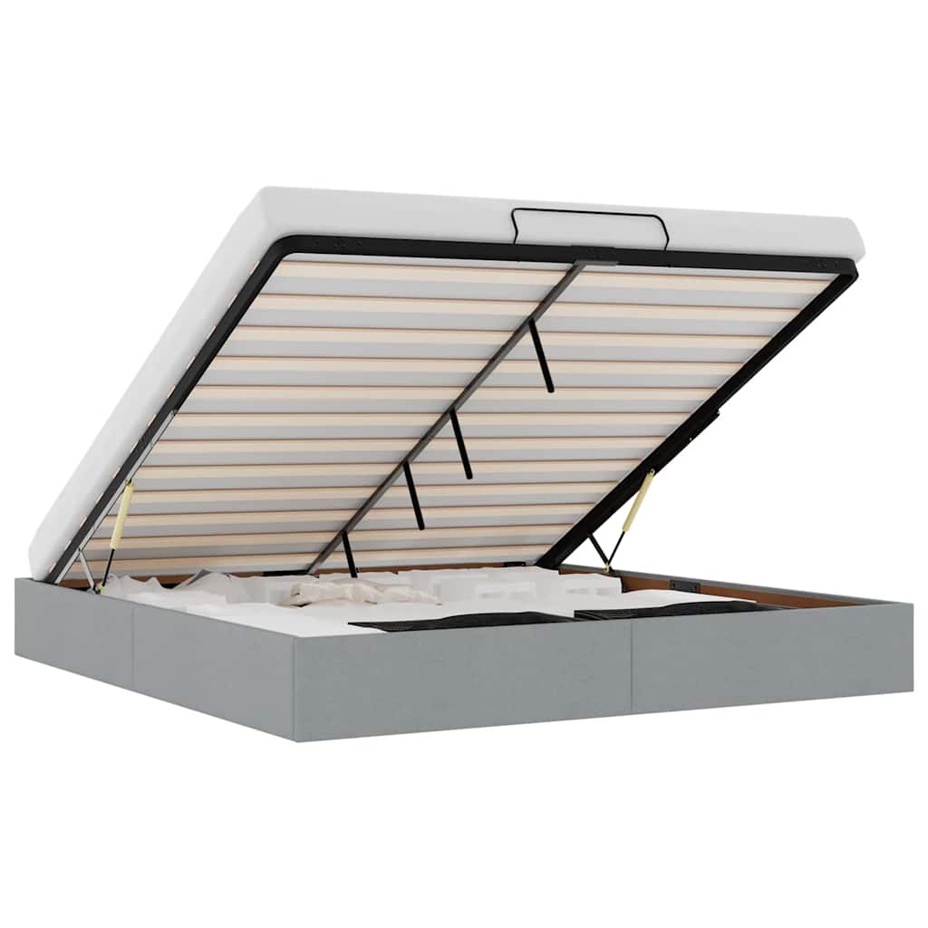 Ottoman Bed Frame without Mattress Light Grey Super King Fabric