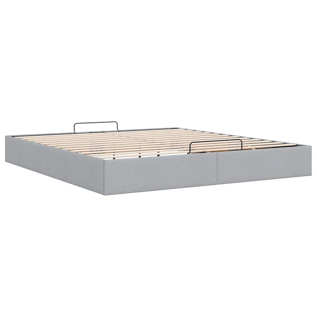 Ottoman Bed Frame without Mattress Light Grey Super King Fabric