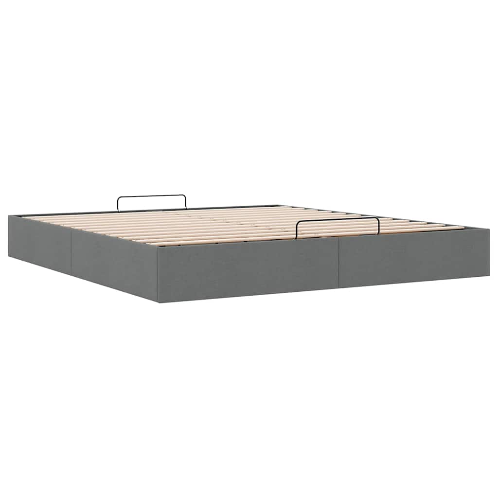 Ottoman Bed Frame without Mattress Dark Grey Super King Fabric
