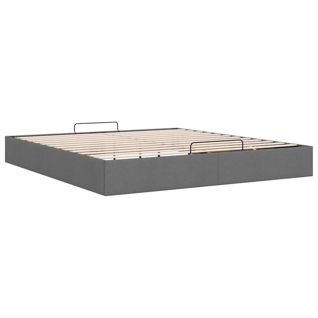 Ottoman Bed Frame without Mattress Dark Grey Super King Fabric