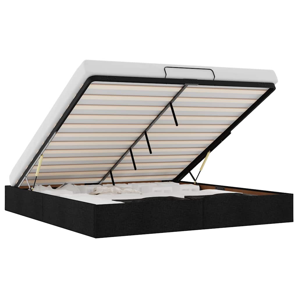 Ottoman Bed Frame without Mattress Black Super King Fabric