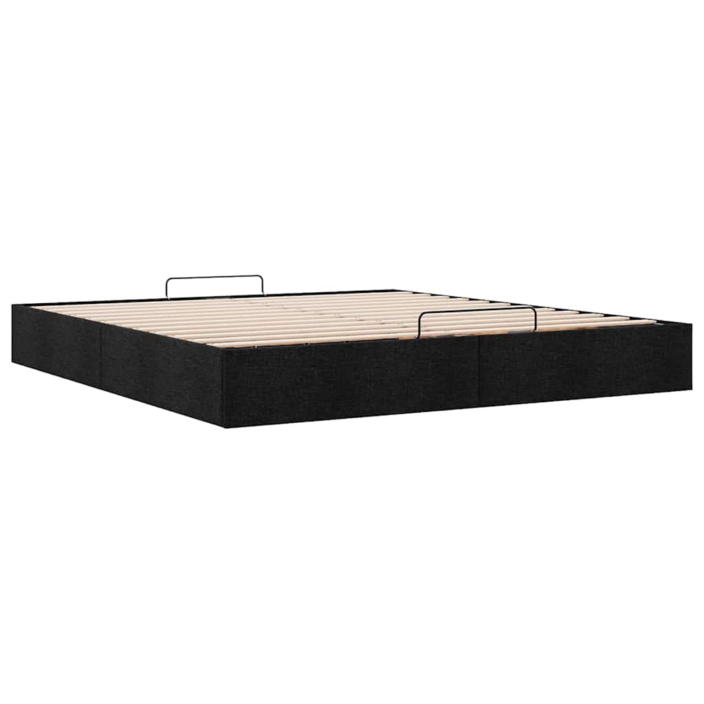 Ottoman Bed Frame without Mattress Black Super King Fabric