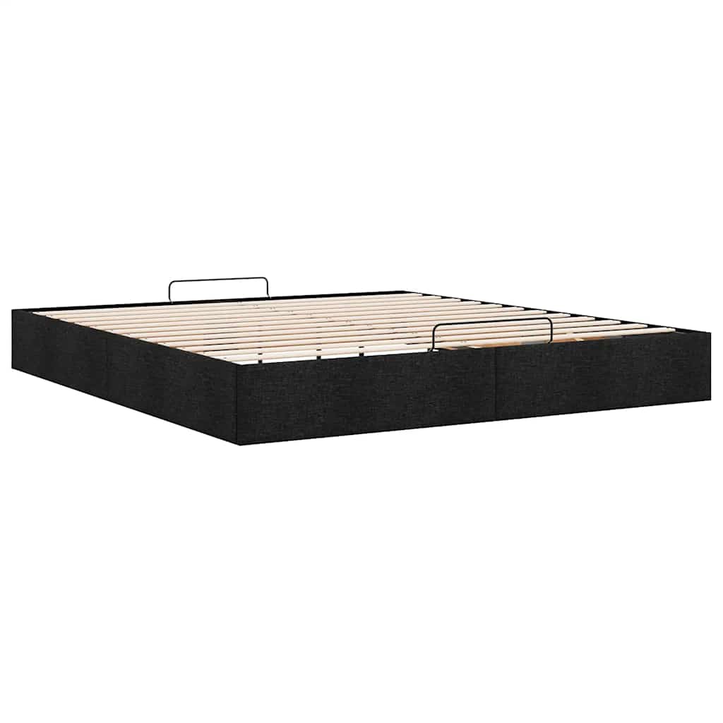 Ottoman Bed Frame without Mattress Black Super King Fabric