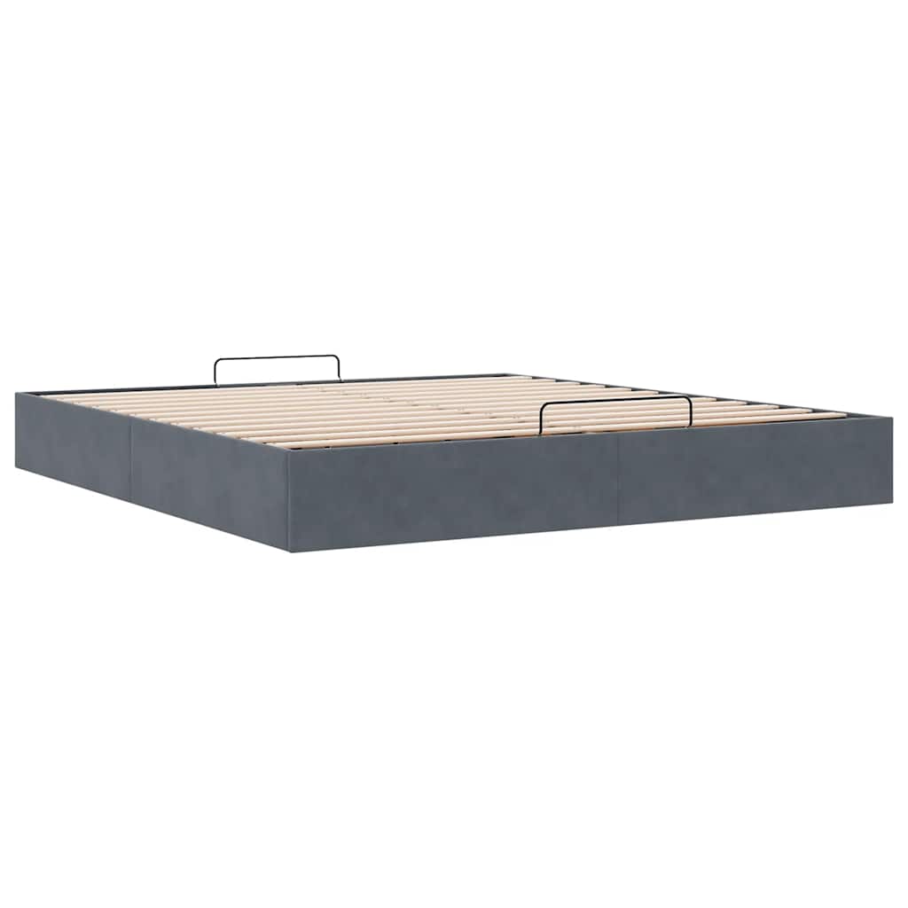 Ottoman Bed Frame No Mattress Dark Grey 200x200 cm Velvet