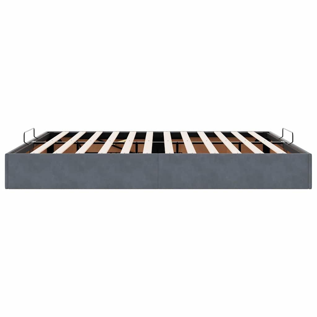 Ottoman Bed Frame No Mattress Dark Grey 200x200 cm Velvet