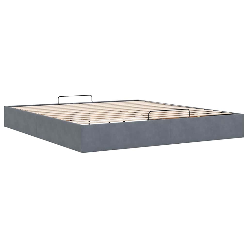 Ottoman Bed Frame No Mattress Dark Grey 200x200 cm Velvet
