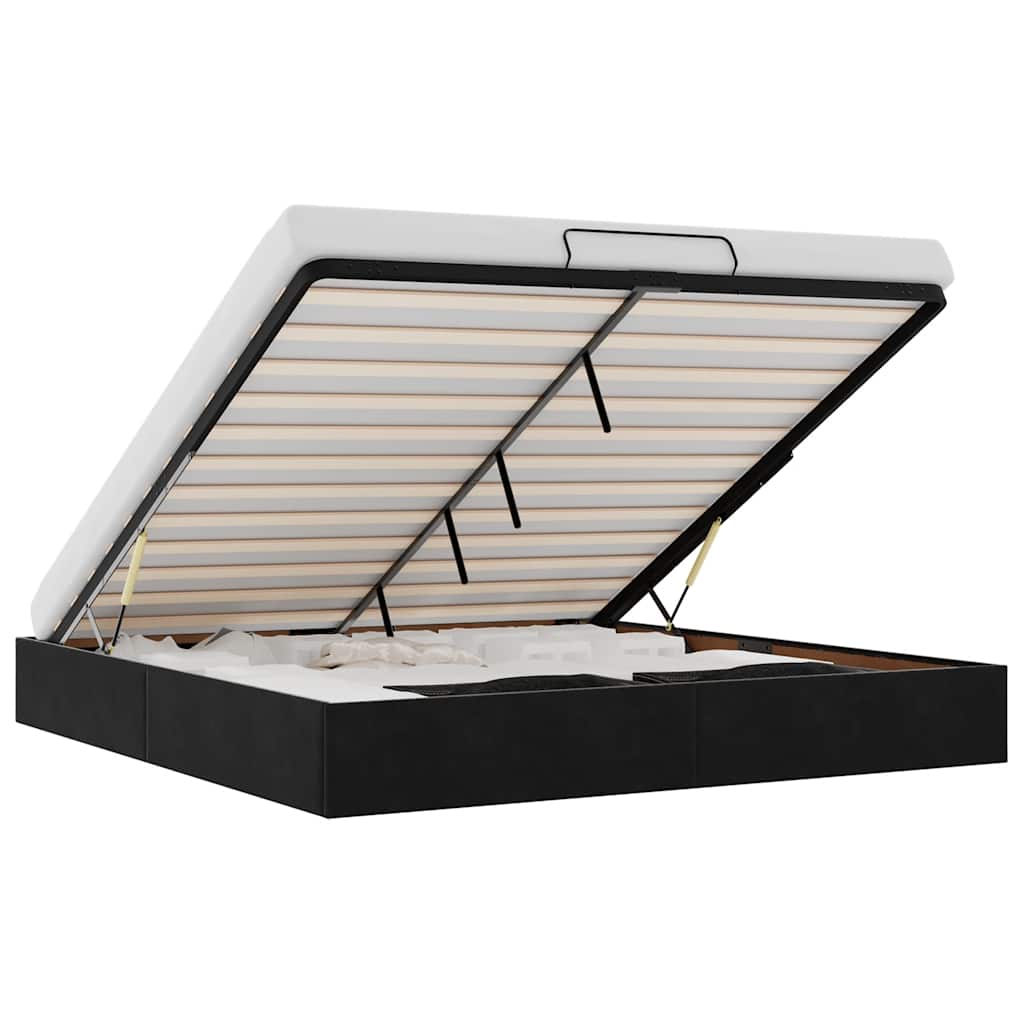 Ottoman Bed Frame No Mattress Black 200x200 cm Velvet