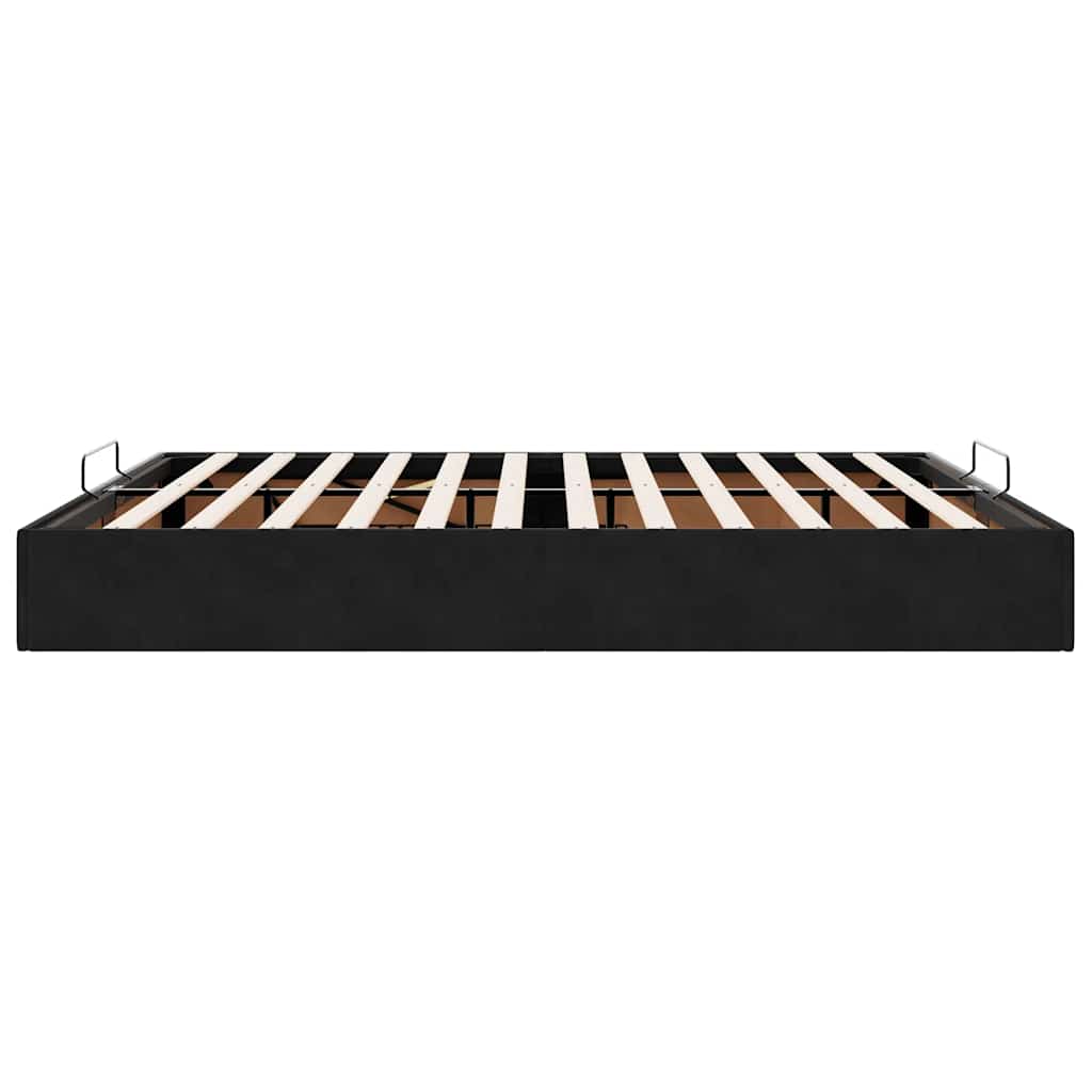 Ottoman Bed Frame No Mattress Black 200x200 cm Velvet