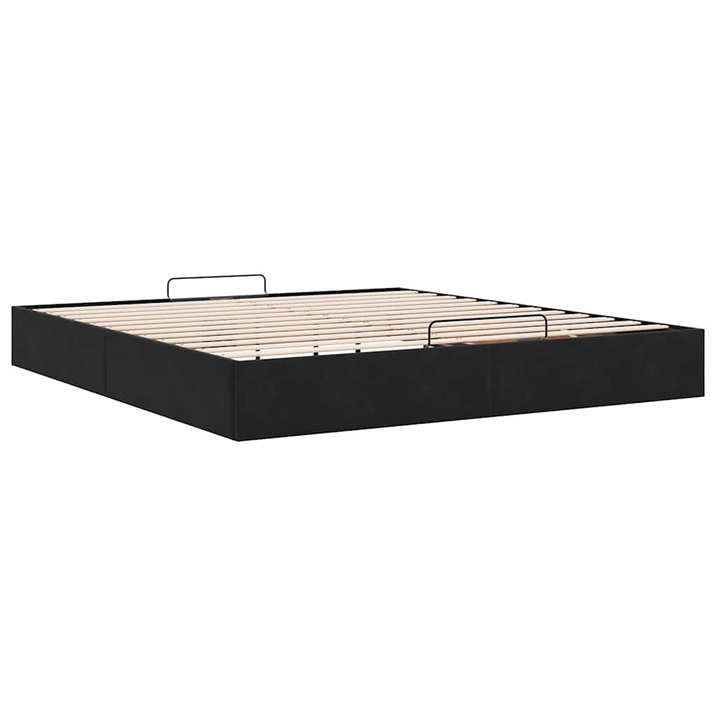 Ottoman Bed Frame No Mattress Black 200x200 cm Velvet