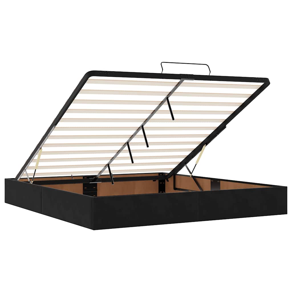 Ottoman Bed Frame No Mattress Black 200x200 cm Velvet