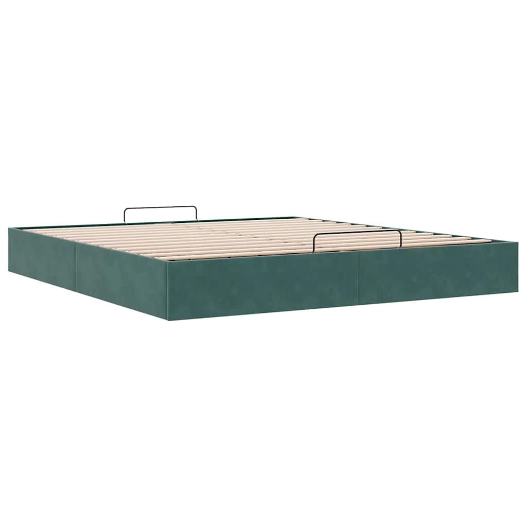 Ottoman Bed Frame No Mattress Dark Green 200x200 cm Velvet