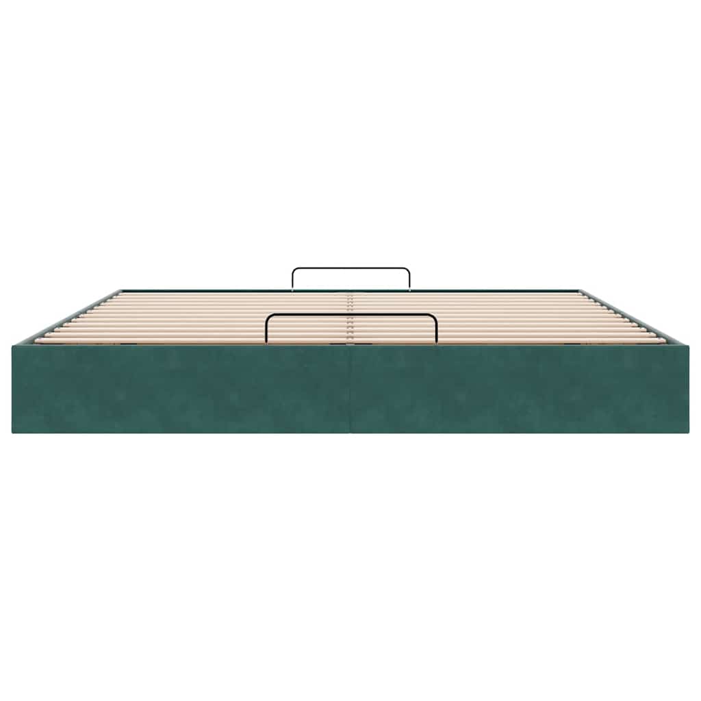 Ottoman Bed Frame No Mattress Dark Green 200x200 cm Velvet