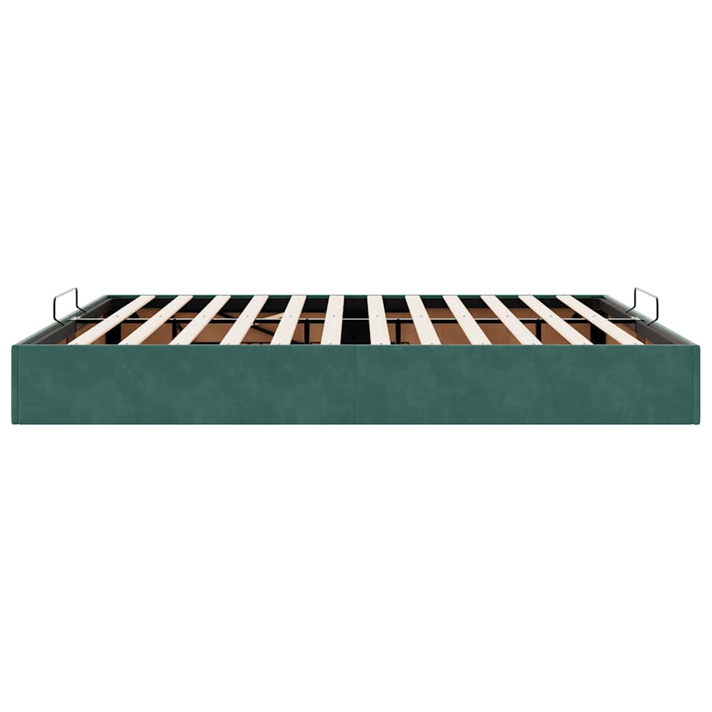 Ottoman Bed Frame No Mattress Dark Green 200x200 cm Velvet