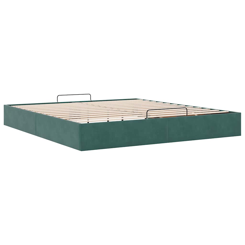 Ottoman Bed Frame No Mattress Dark Green 200x200 cm Velvet