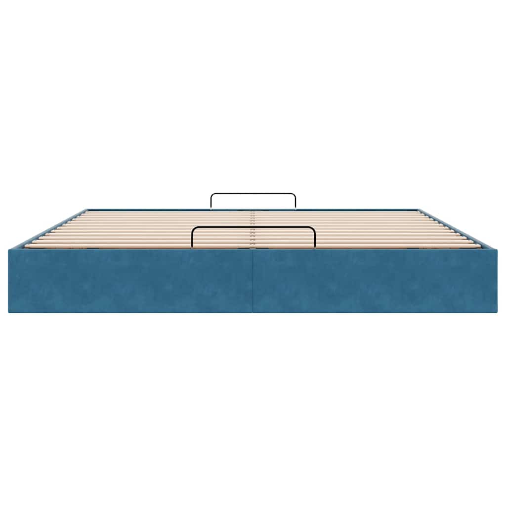Ottoman Bed Frame No Mattress Dark Blue 200x200 cm Velvet