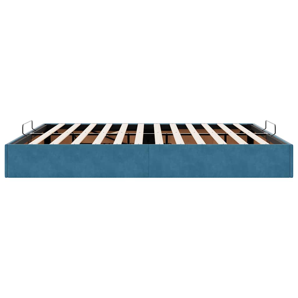 Ottoman Bed Frame No Mattress Dark Blue 200x200 cm Velvet