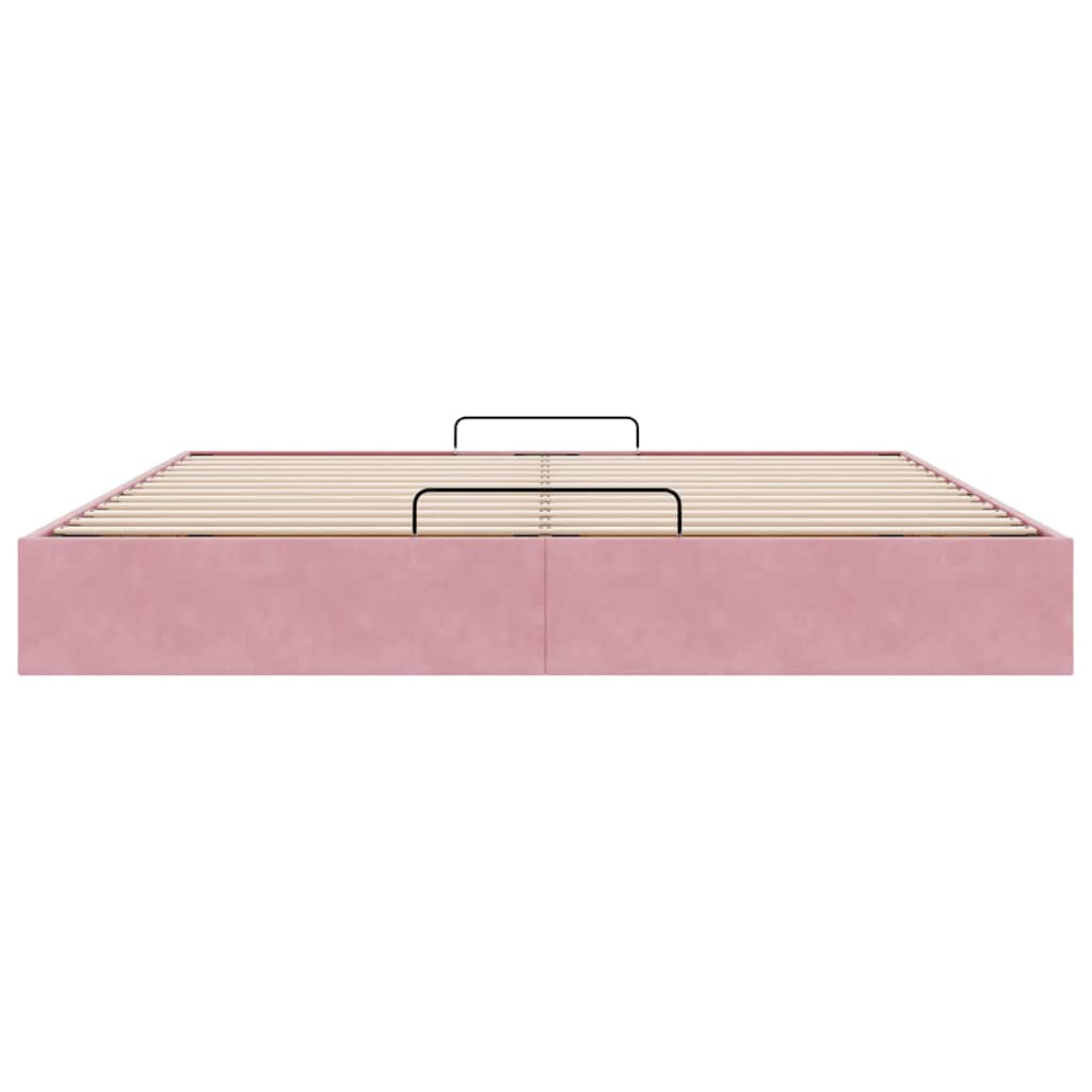 Ottoman Bed Frame No Mattress Pink 200x200 cm Velvet