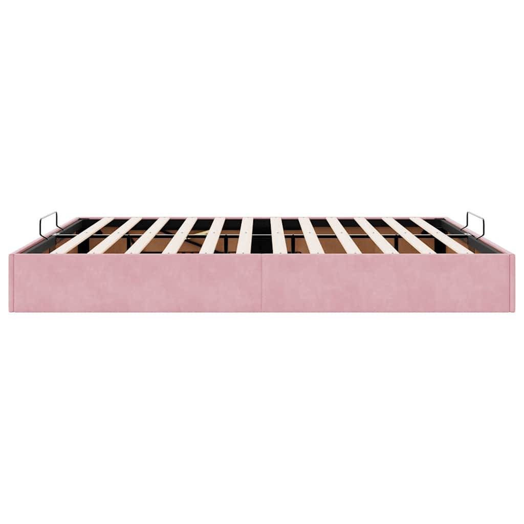 Ottoman Bed Frame No Mattress Pink 200x200 cm Velvet