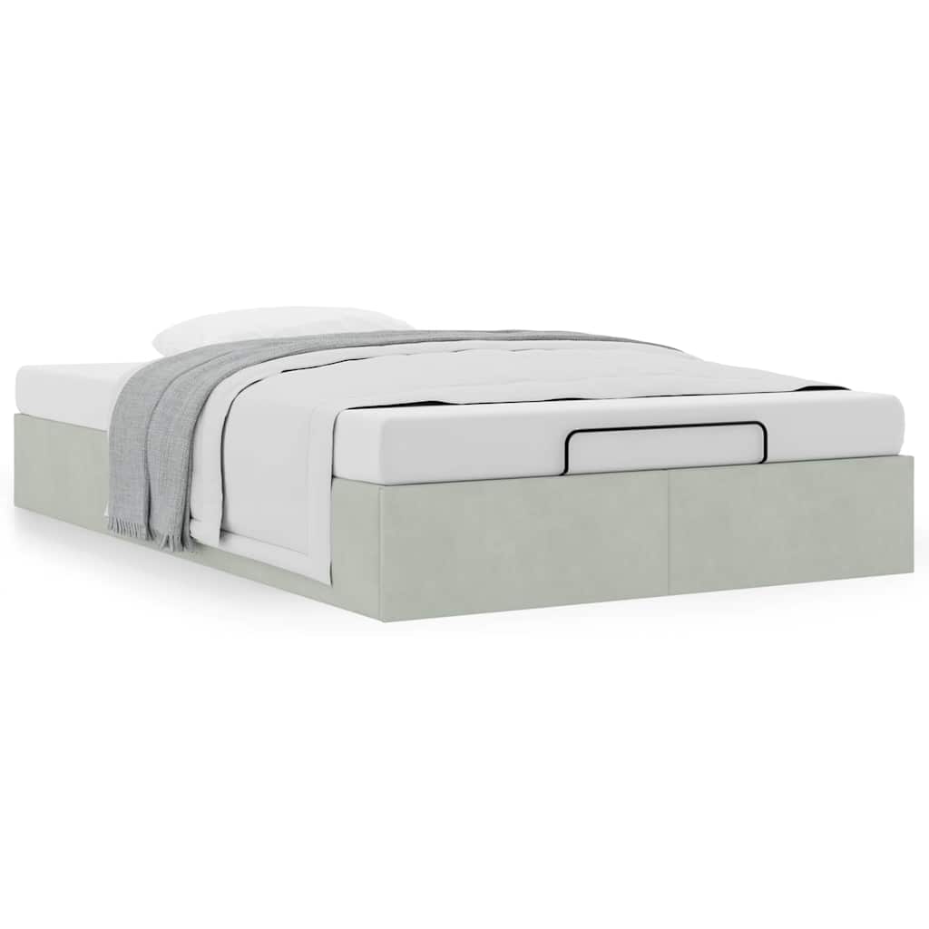Ottoman Bed Frame No Mattress Light Grey Double Velvet