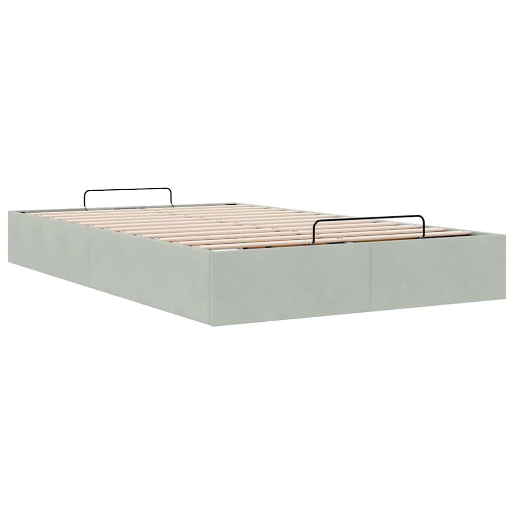 Ottoman Bed Frame No Mattress Light Grey Double Velvet