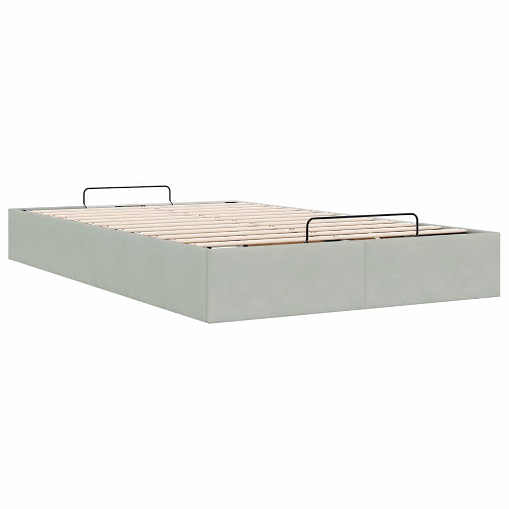 Ottoman Bed Frame No Mattress Light Grey Double Velvet