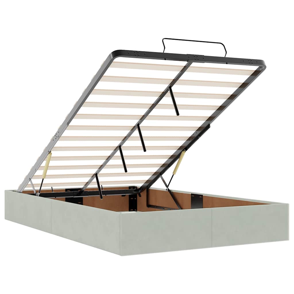 Ottoman Bed Frame No Mattress Light Grey Double Velvet