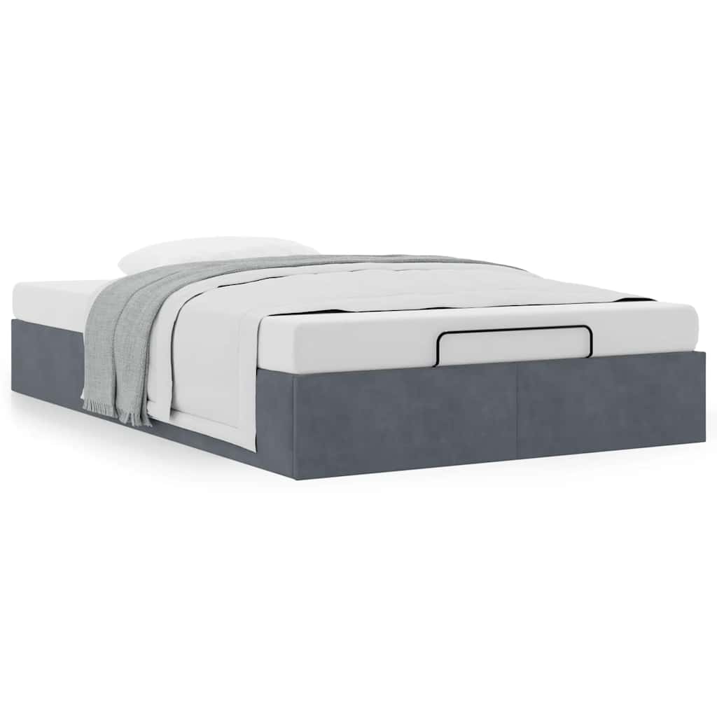 Ottoman Bed Frame No Mattress Dark Grey Double Velvet