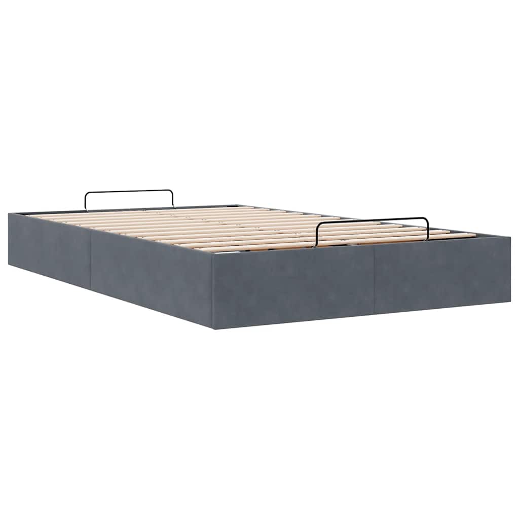 Ottoman Bed Frame No Mattress Dark Grey Double Velvet