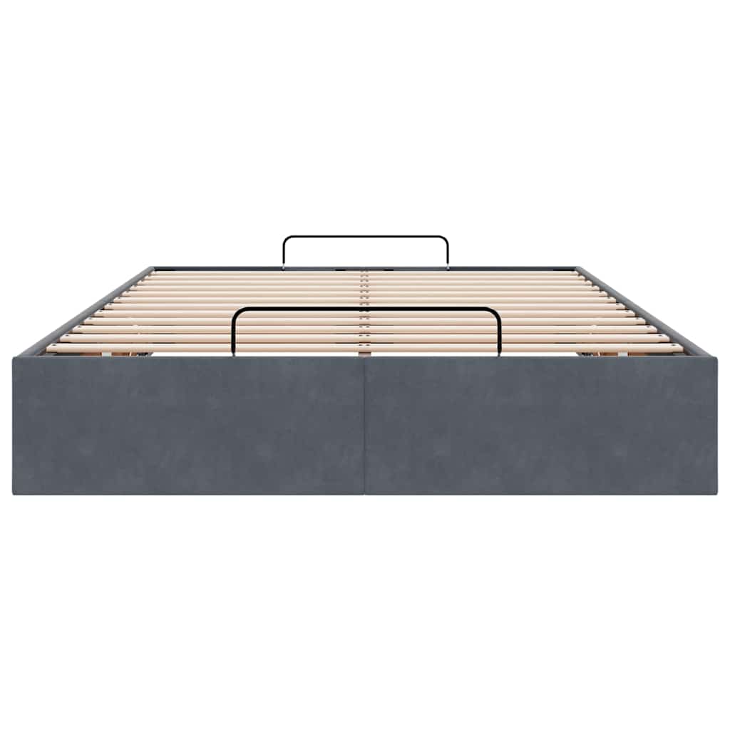 Ottoman Bed Frame No Mattress Dark Grey Double Velvet
