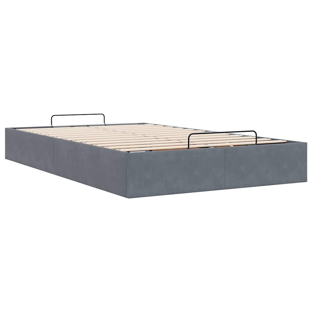 Ottoman Bed Frame No Mattress Dark Grey Double Velvet
