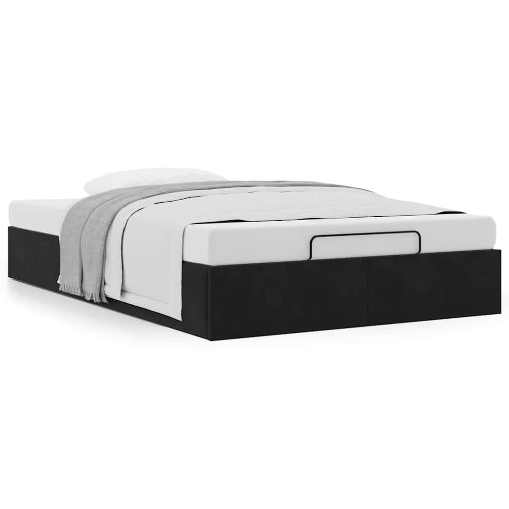 Ottoman Bed Frame No Mattress Black Double Velvet