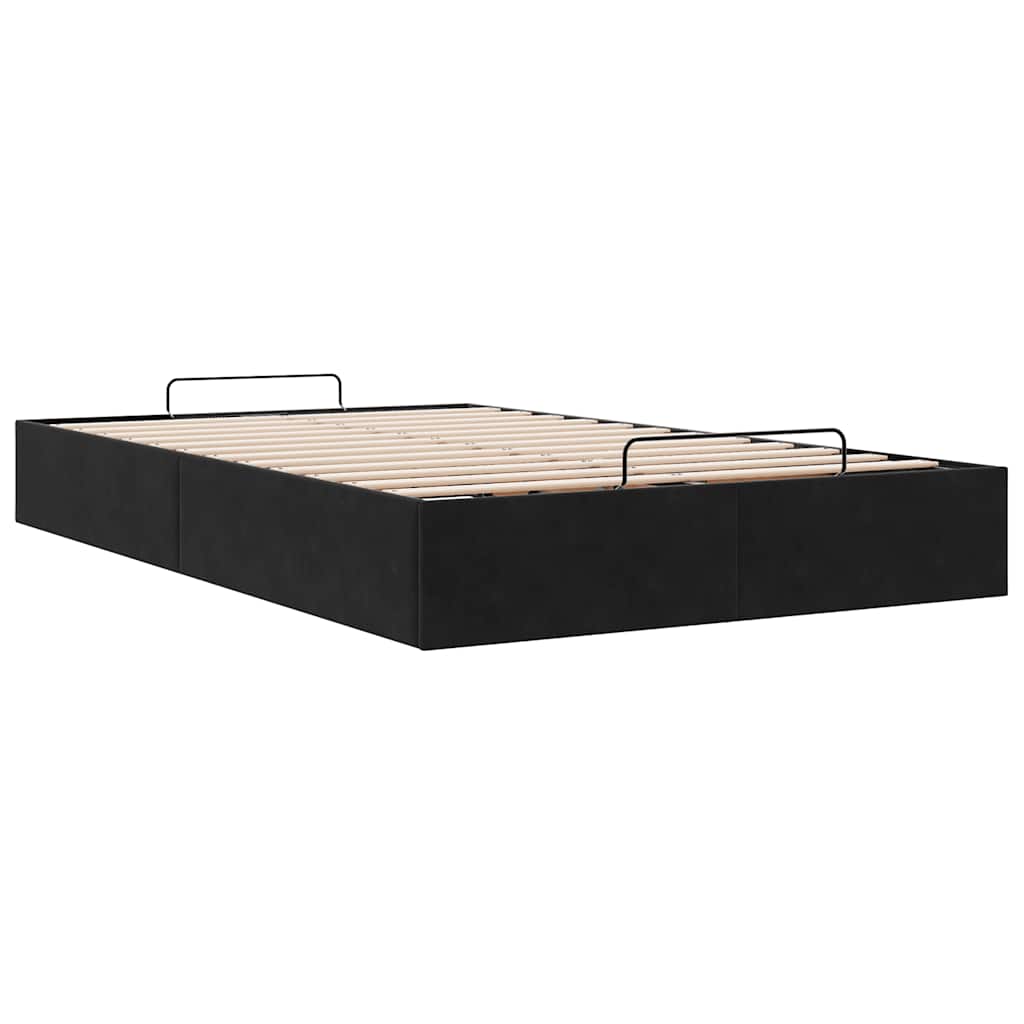 Ottoman Bed Frame No Mattress Black Double Velvet