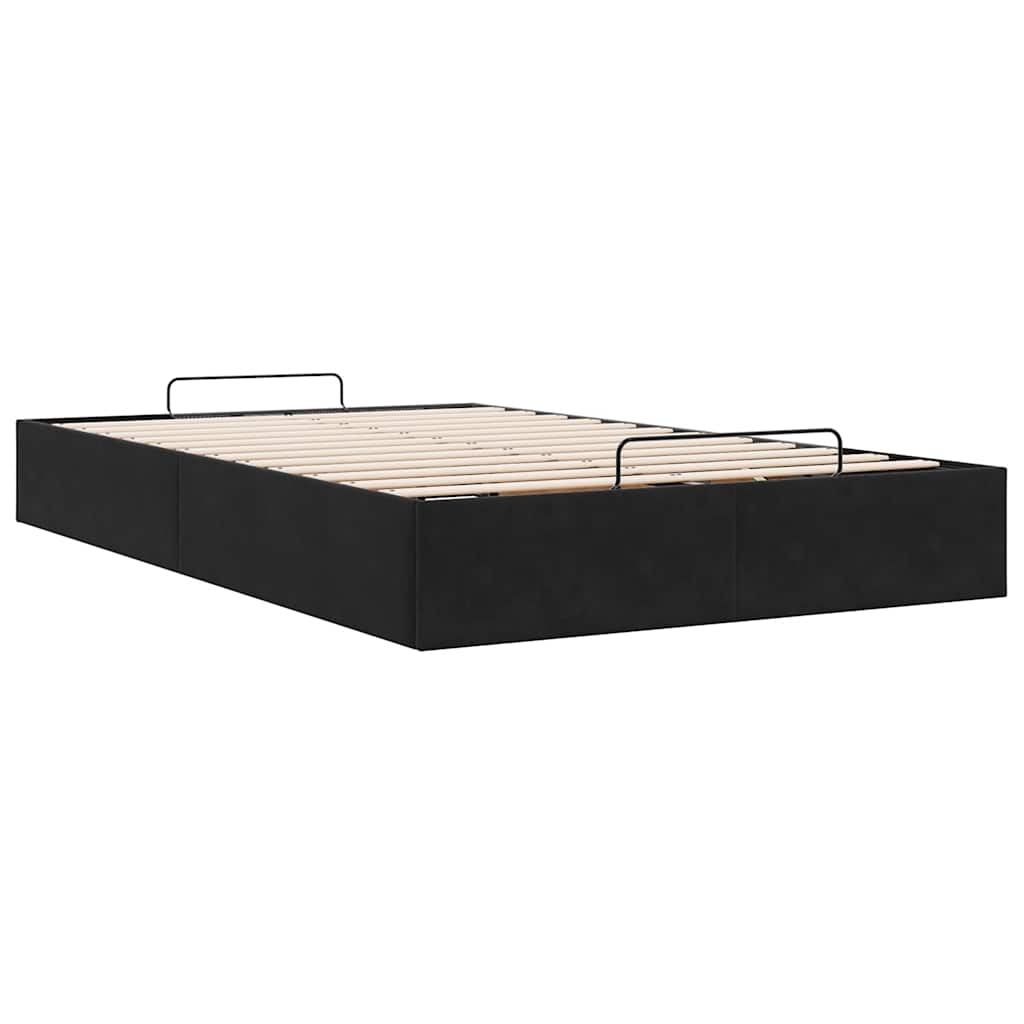 Ottoman Bed Frame No Mattress Black Double Velvet
