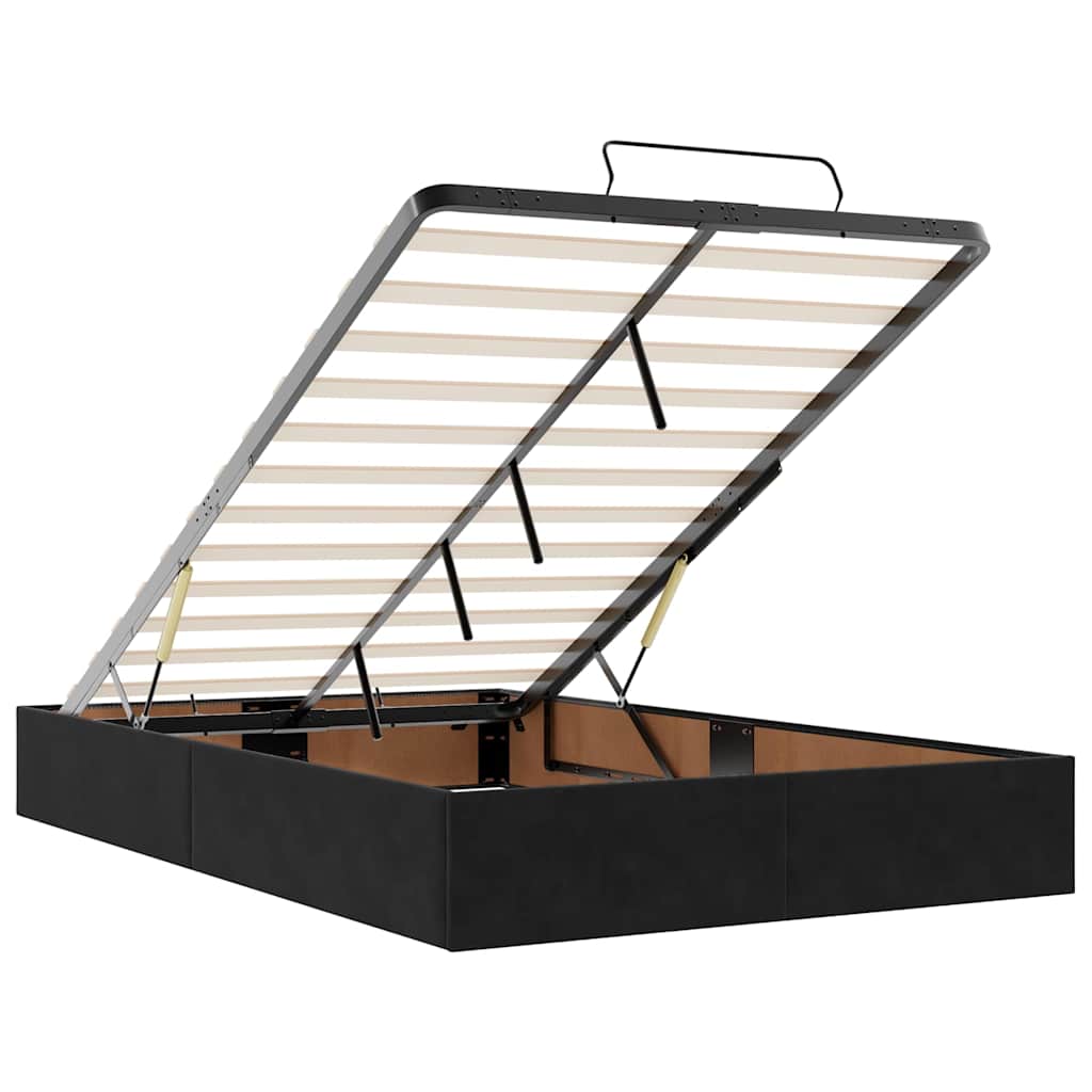 Ottoman Bed Frame No Mattress Black Double Velvet