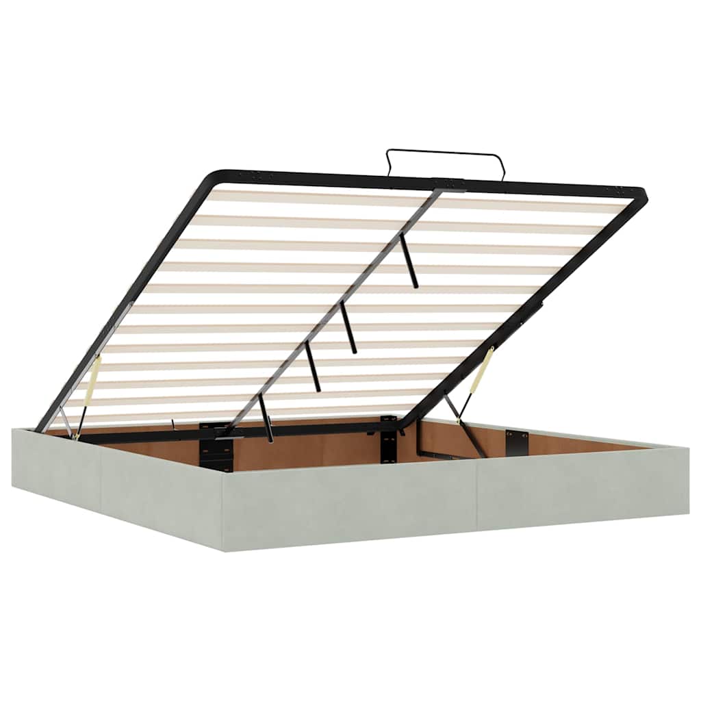 Ottoman Bed Frame No Mattress Light Grey Super King Velvet