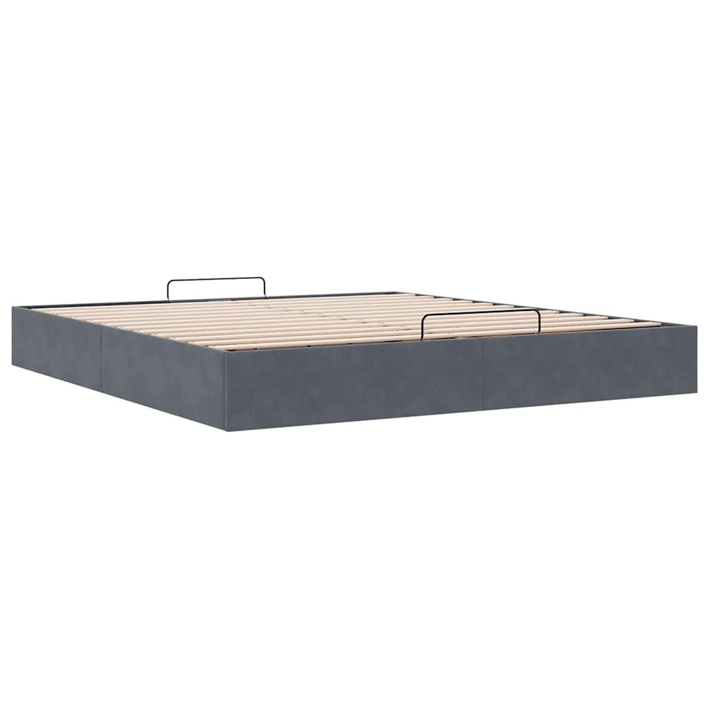 Ottoman Bed Frame No Mattress Dark Grey Super King Velvet